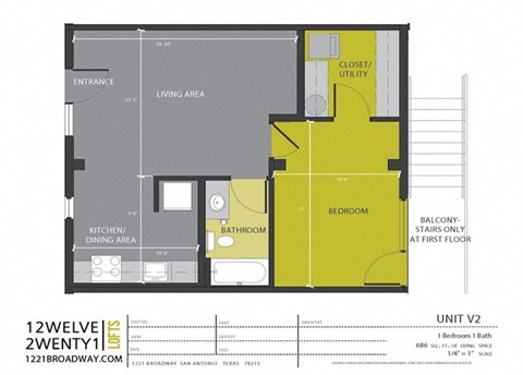 floor plan of the upper level floor plan studio apartment